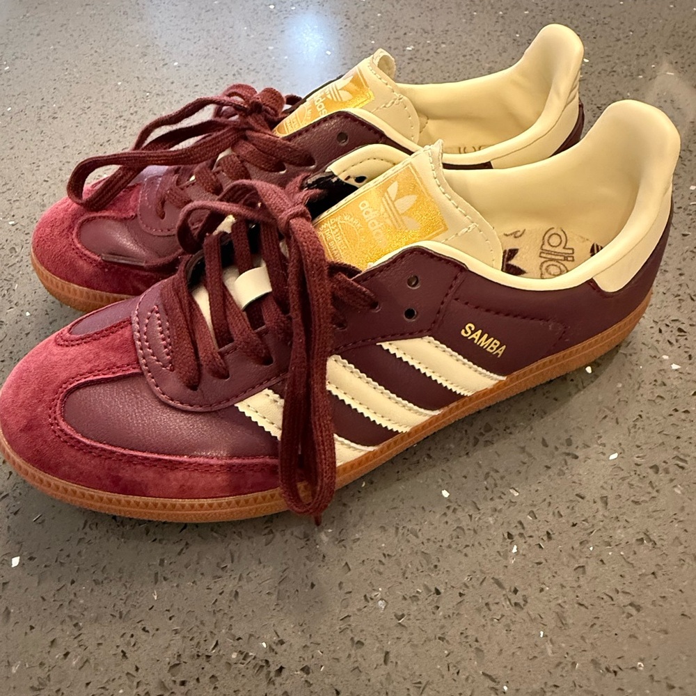 Adidas Samba Shoes - Maroon and Cream